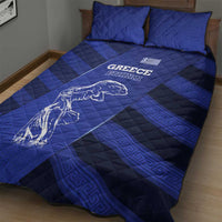 Greek Pride Quilt Bed Set with Ancient Sculpture and National Map Graphic