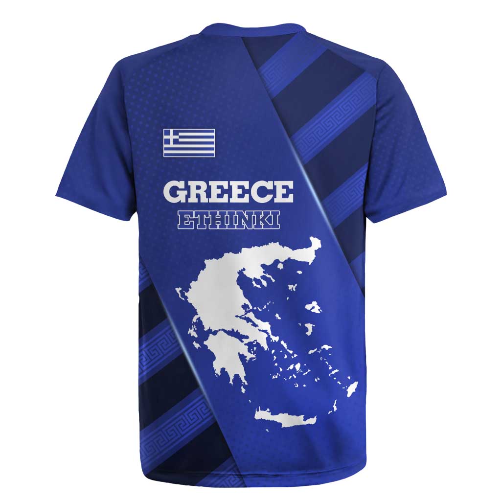 Greek Pride Rugby Jersey with Ancient Sculpture and National Map Graphic