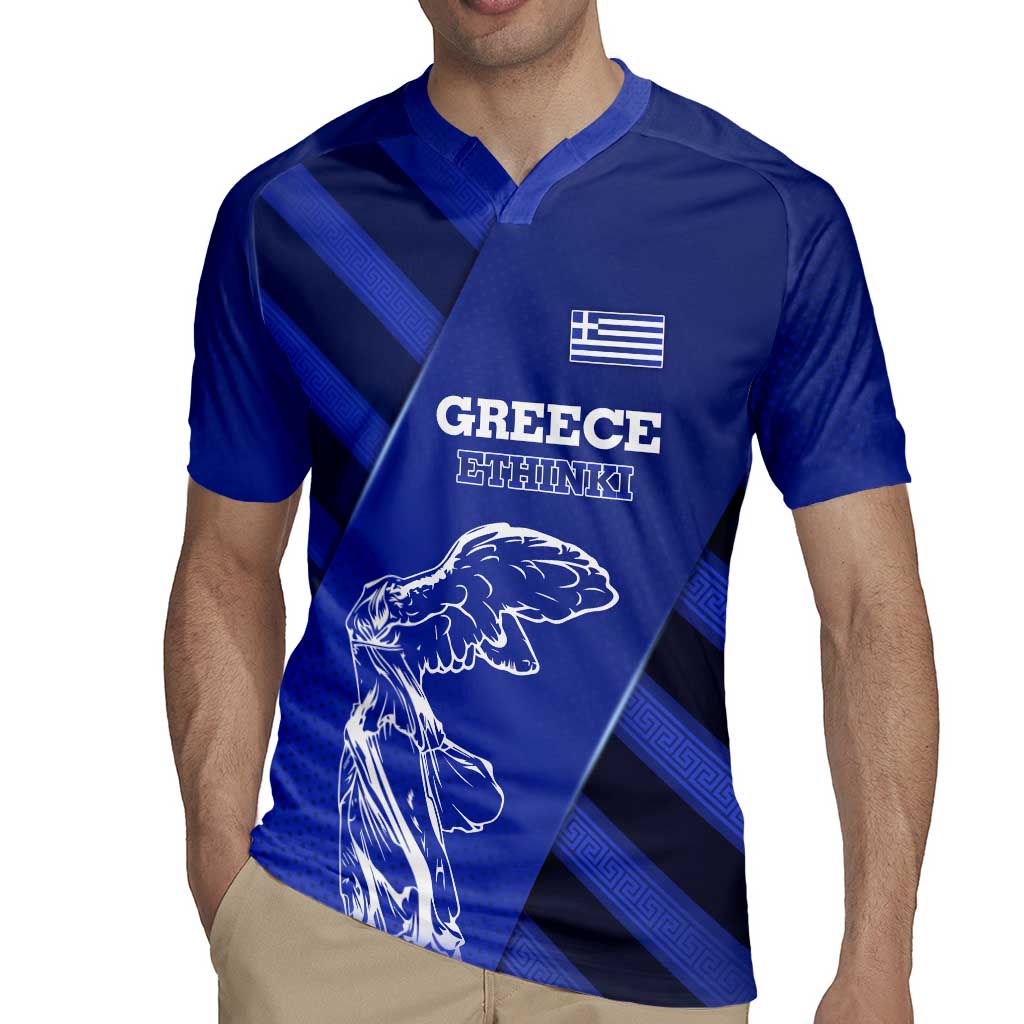 Greek Pride Rugby Jersey with Ancient Sculpture and National Map Graphic