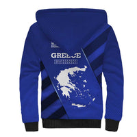 Greek Pride Sherpa Hoodie with Ancient Sculpture and National Map Graphic