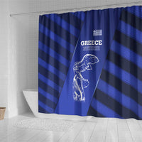 Greek Pride Shower Curtain with Ancient Sculpture and National Map Graphic