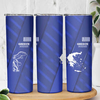 Greek Pride Skinny Tumbler with Ancient Sculpture and National Map Graphic
