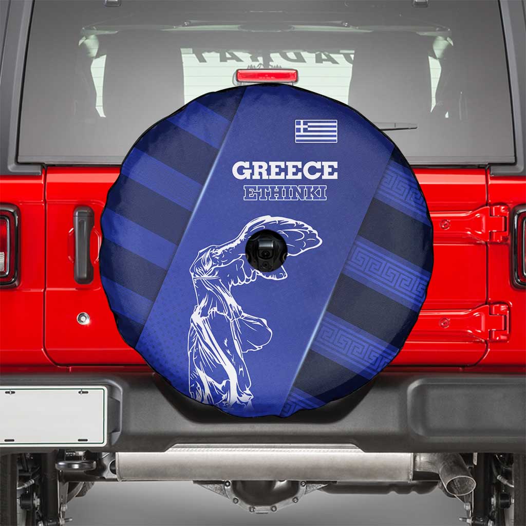 Greek Pride Spare Tire Cover with Ancient Sculpture and National Map Graphic