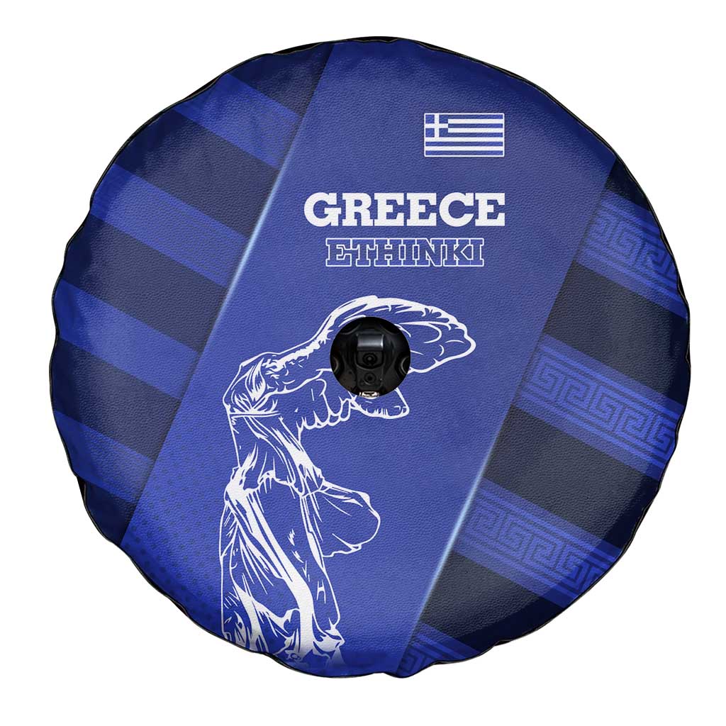 Greek Pride Spare Tire Cover with Ancient Sculpture and National Map Graphic
