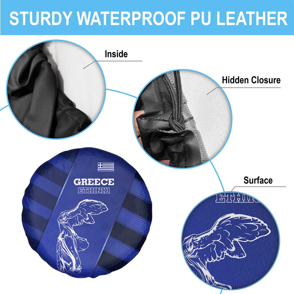 Greek Pride Spare Tire Cover with Ancient Sculpture and National Map Graphic