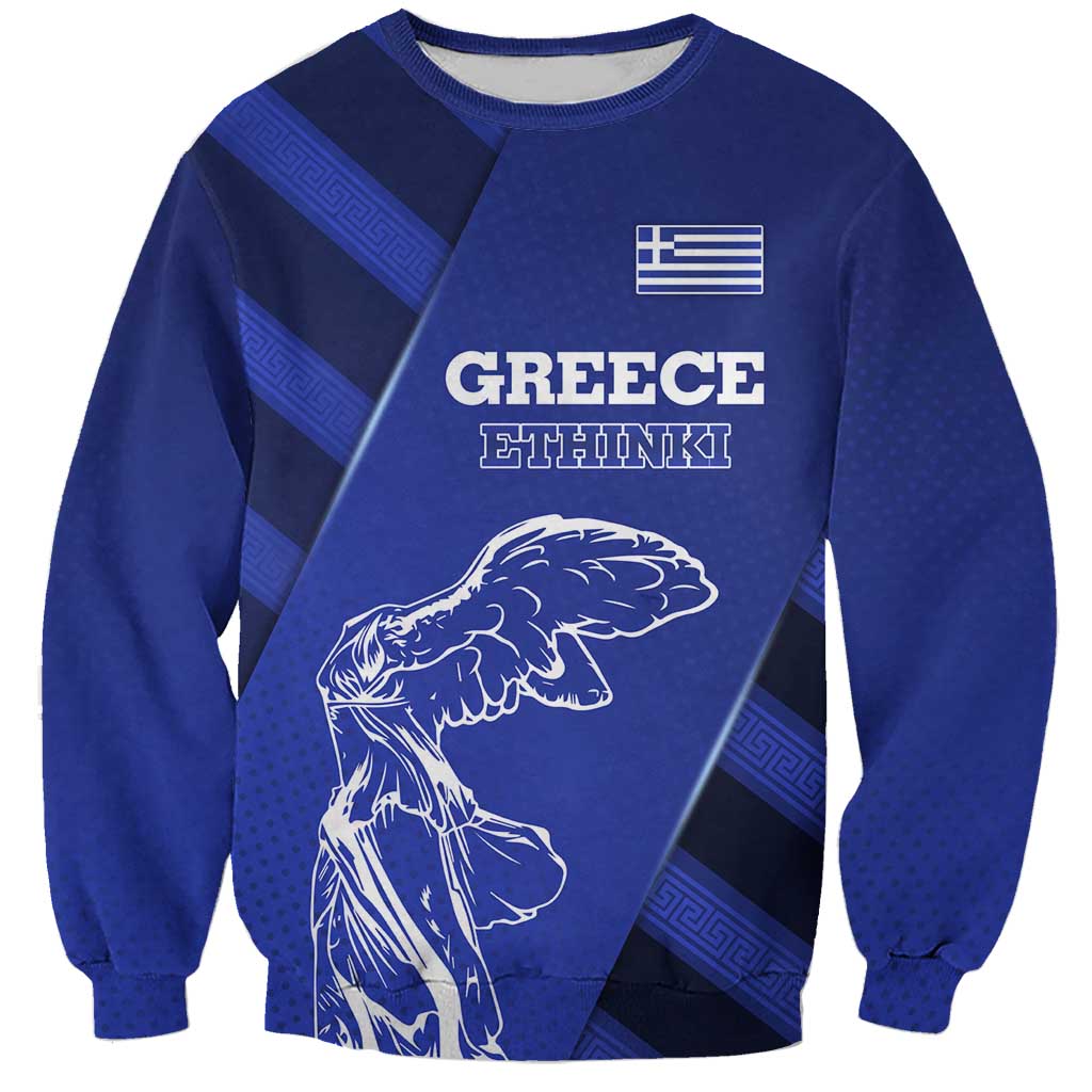 Greek Pride Sweatshirt with Ancient Sculpture and National Map Graphic