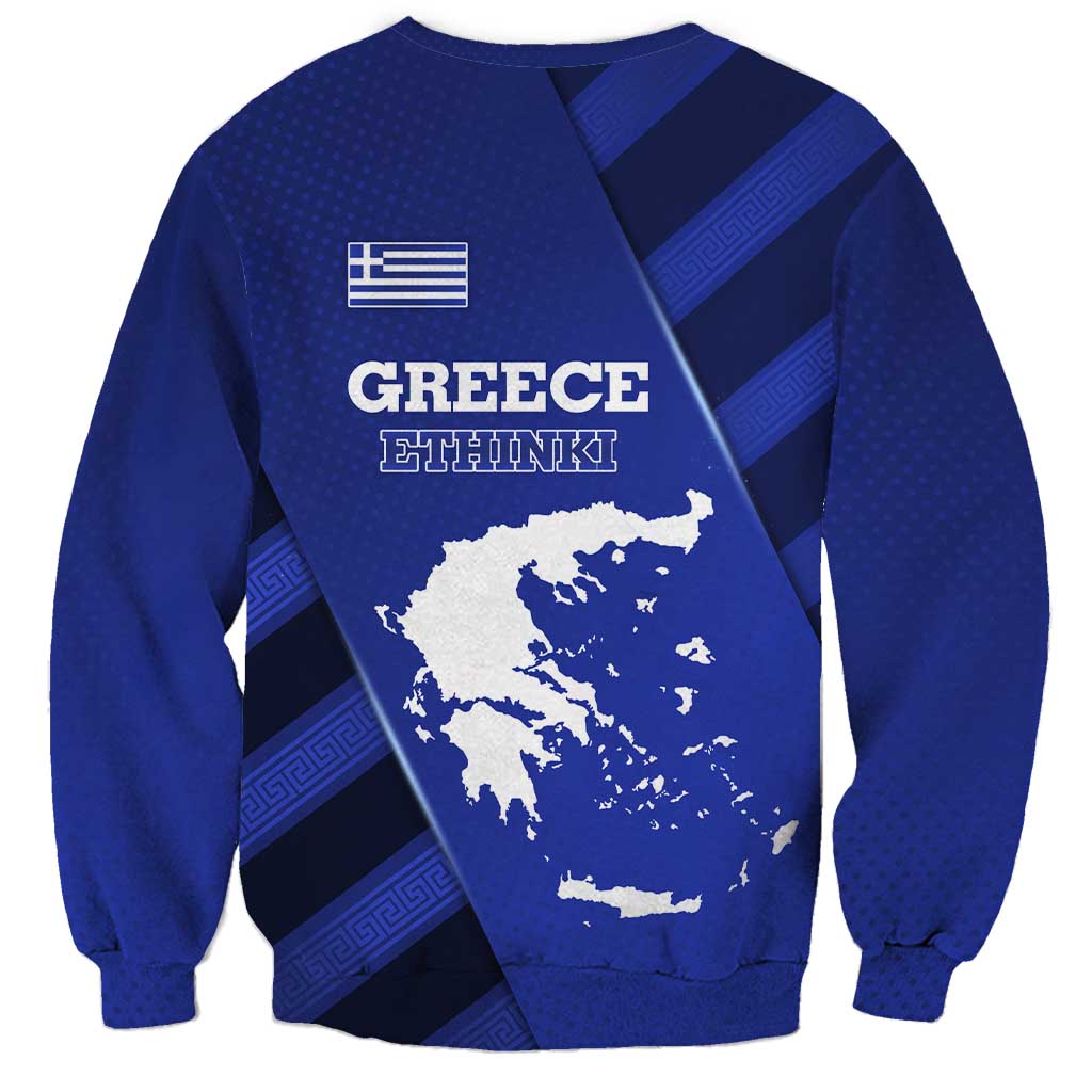 Greek Pride Sweatshirt with Ancient Sculpture and National Map Graphic