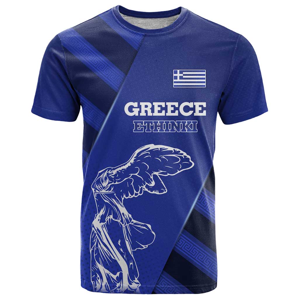 Greek Pride T Shirt with Ancient Sculpture and National Map Graphic