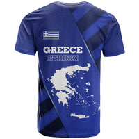 Greek Pride T Shirt with Ancient Sculpture and National Map Graphic