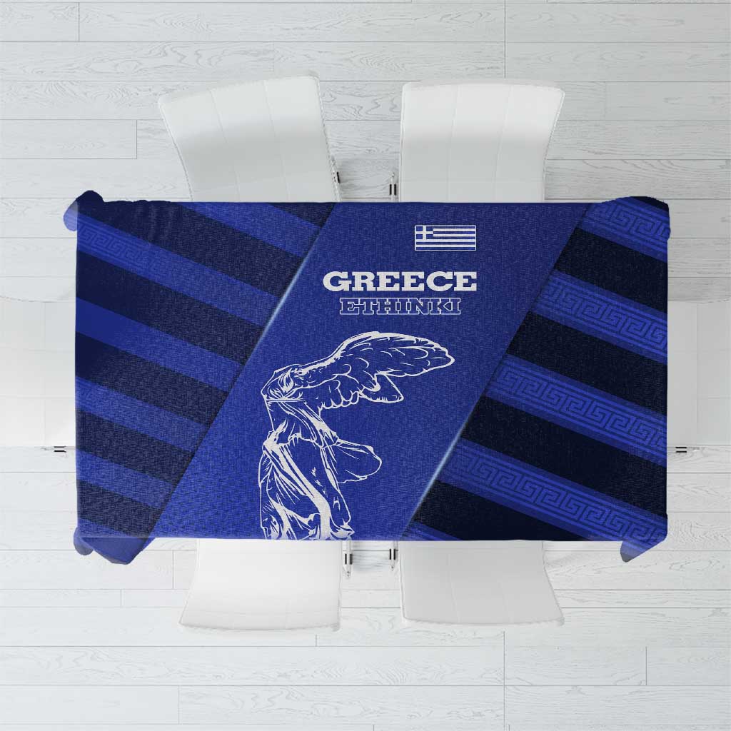 Greek Pride Tablecloth with Ancient Sculpture and National Map Graphic