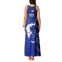 Greek Pride Tank Maxi Dress with Ancient Sculpture and National Map Graphic