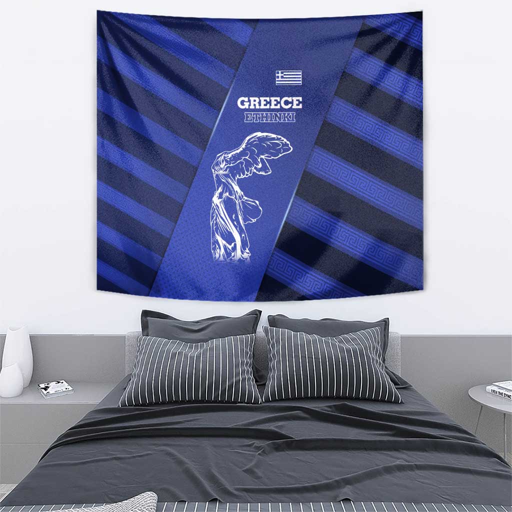 Greek Pride Tapestry with Ancient Sculpture and National Map Graphic