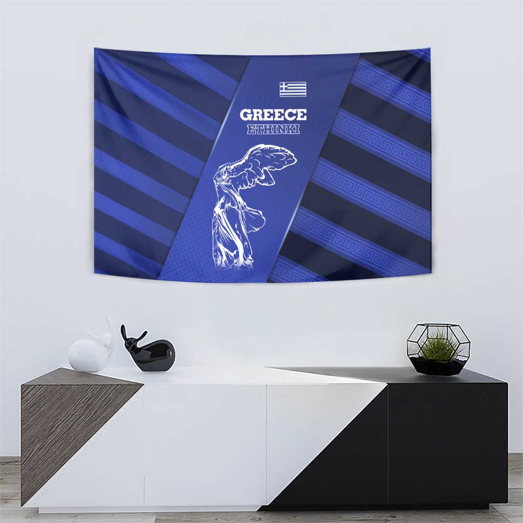 Greek Pride Tapestry with Ancient Sculpture and National Map Graphic