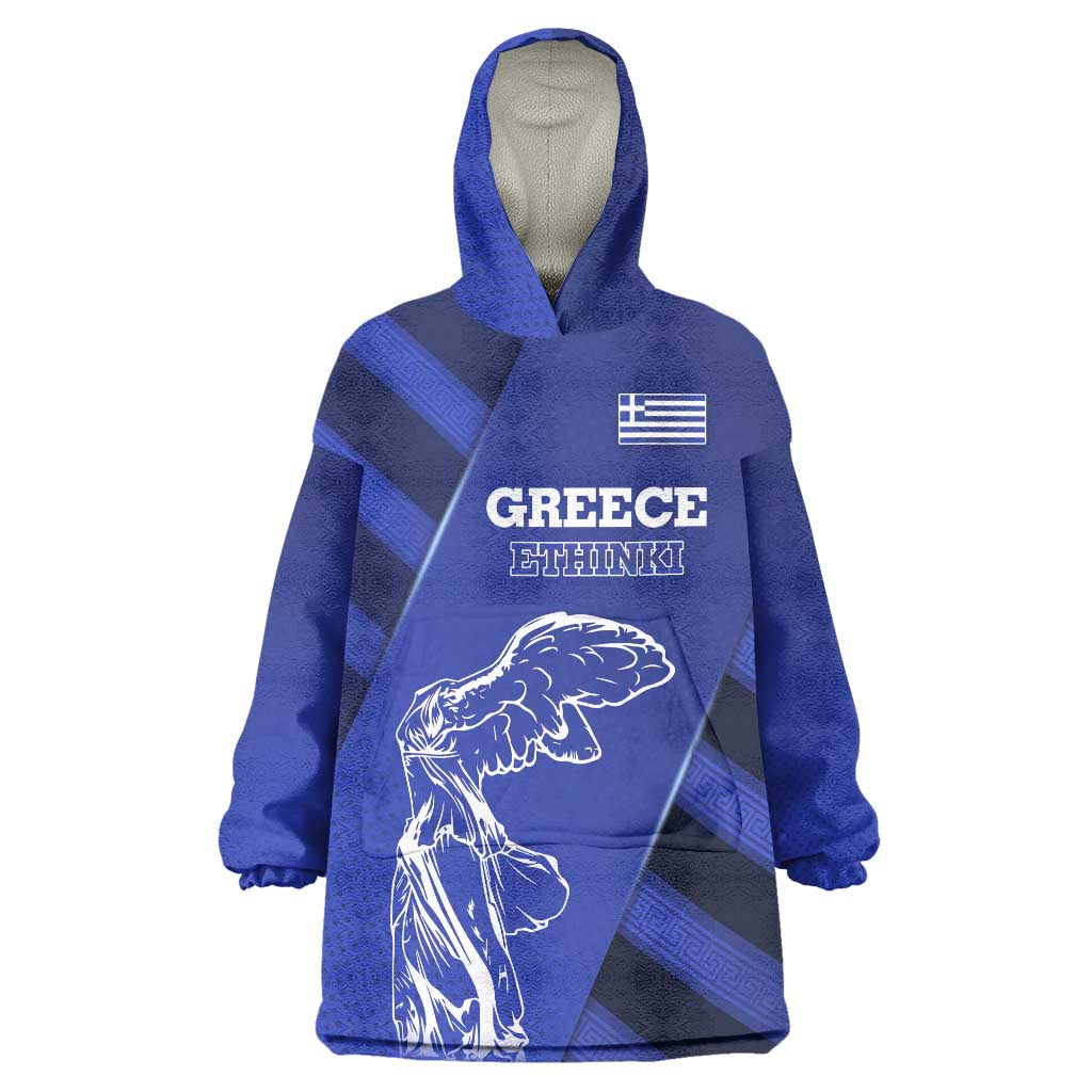 Greek Pride Wearable Blanket Hoodie with Ancient Sculpture and National Map Graphic