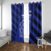 Greek Pride Window Curtain with Ancient Sculpture and National Map Graphic