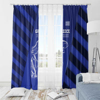 Greek Pride Window Curtain with Ancient Sculpture and National Map Graphic