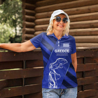 Greek Pride Women Polo Shirt with Ancient Sculpture and National Map Graphic