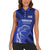 Greek Pride Women Sleeveless Polo Shirt with Ancient Sculpture and National Map Graphic