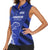 Greek Pride Women Sleeveless Polo Shirt with Ancient Sculpture and National Map Graphic