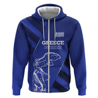 Greek Pride Zip Hoodie with Ancient Sculpture and National Map Graphic
