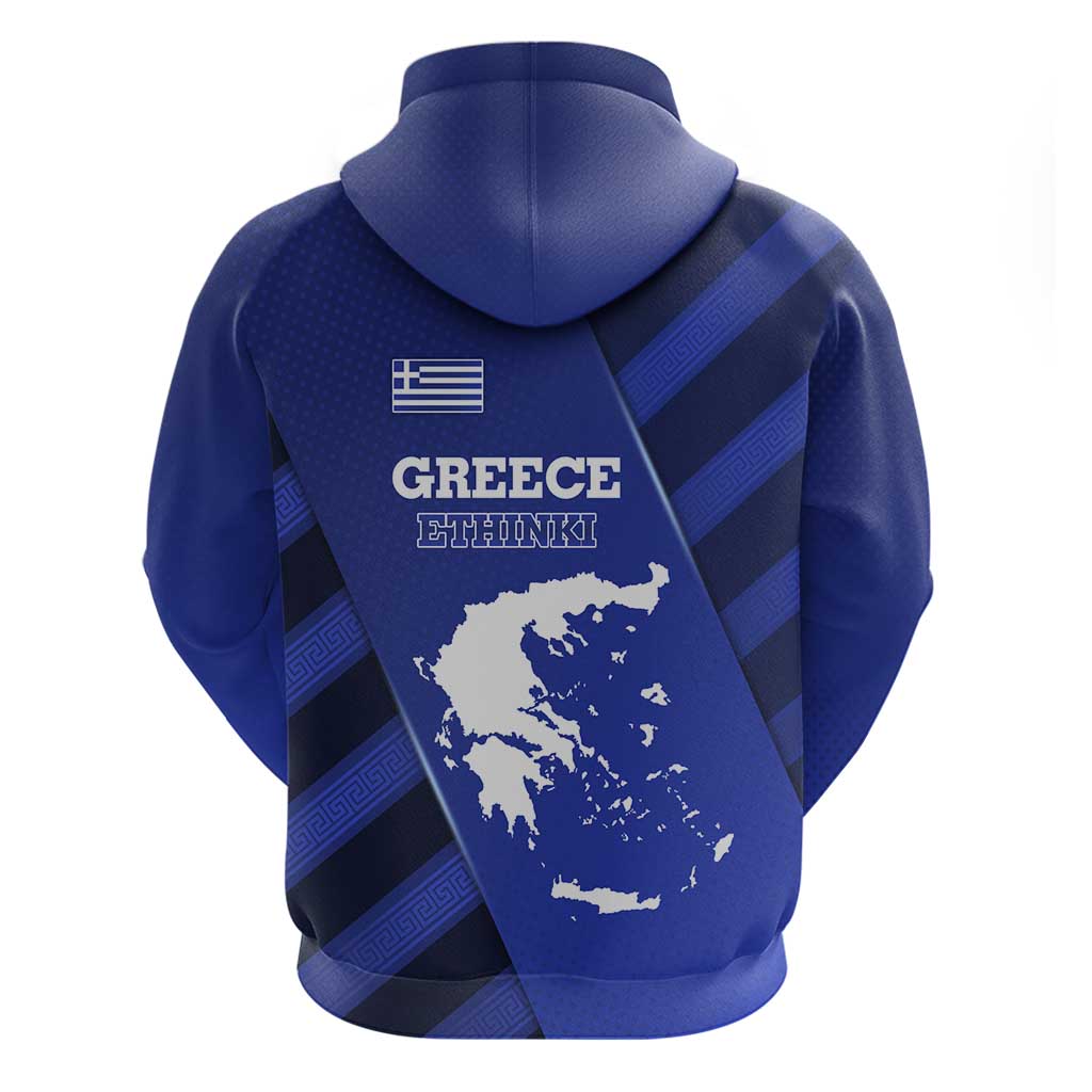 Greek Pride Zip Hoodie with Ancient Sculpture and National Map Graphic