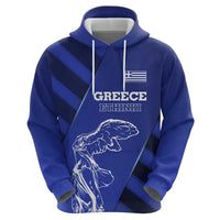 Greek Pride Zip Hoodie with Ancient Sculpture and National Map Graphic
