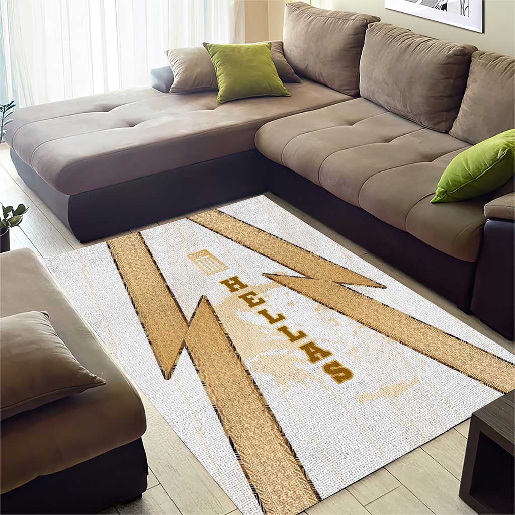 Hellas Athletic Area Rug with Ancient Greek Shield Graphic and Numbered Back