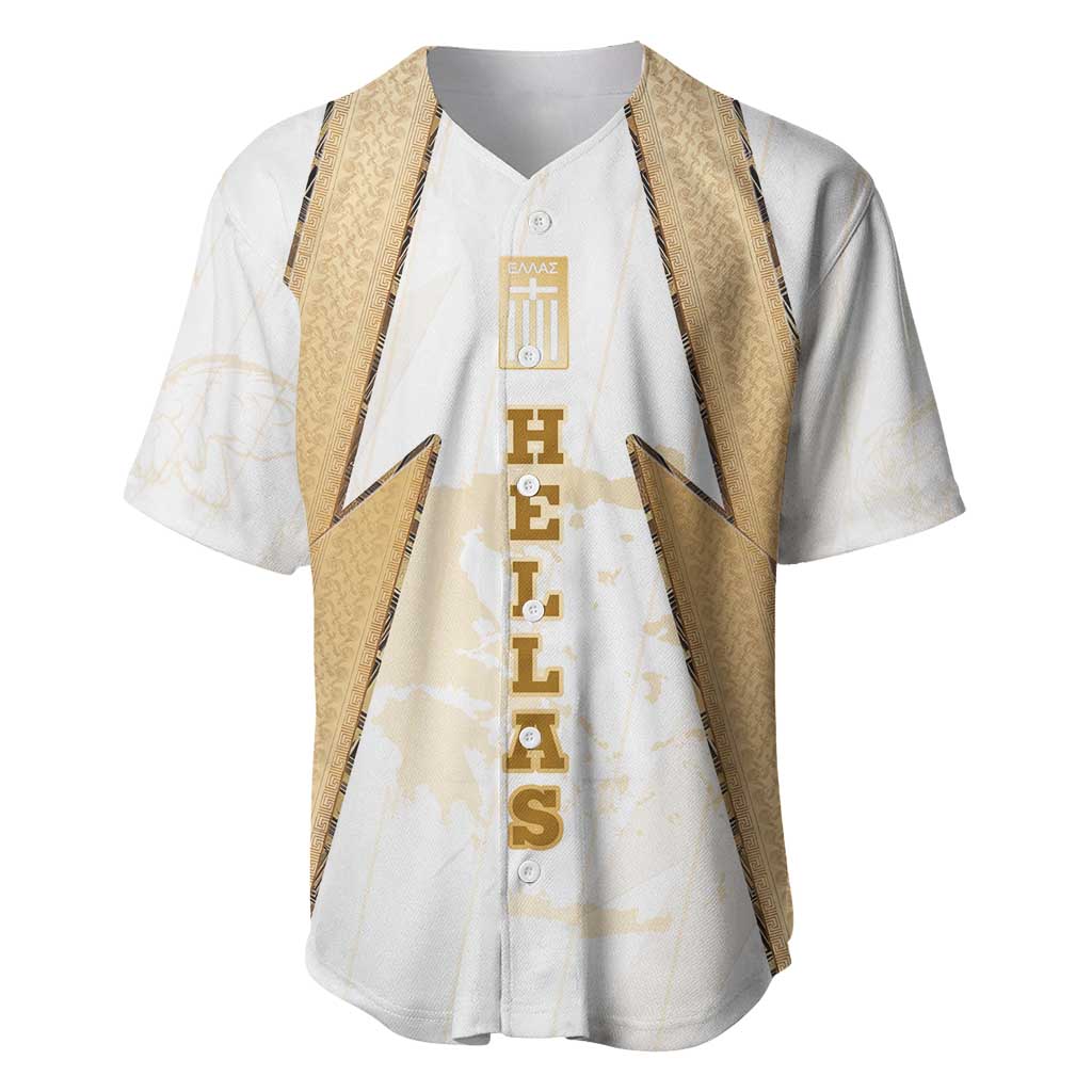 Hellas Athletic Baseball Jersey with Ancient Greek Shield Graphic and Numbered Back