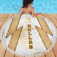 Hellas Athletic Beach Blanket with Ancient Greek Shield Graphic and Numbered Back