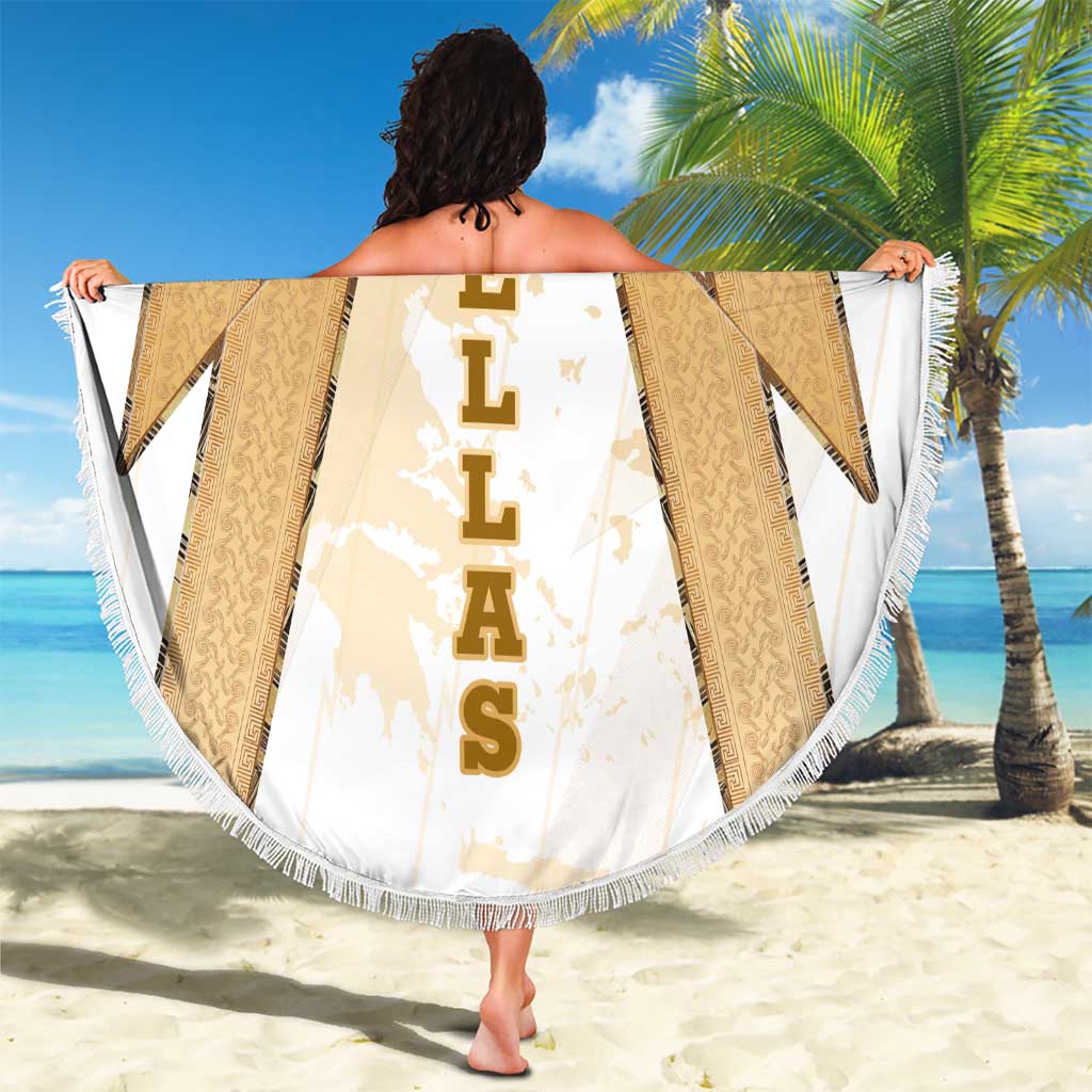 Hellas Athletic Beach Blanket with Ancient Greek Shield Graphic and Numbered Back
