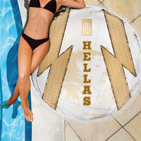 Hellas Athletic Beach Blanket with Ancient Greek Shield Graphic and Numbered Back