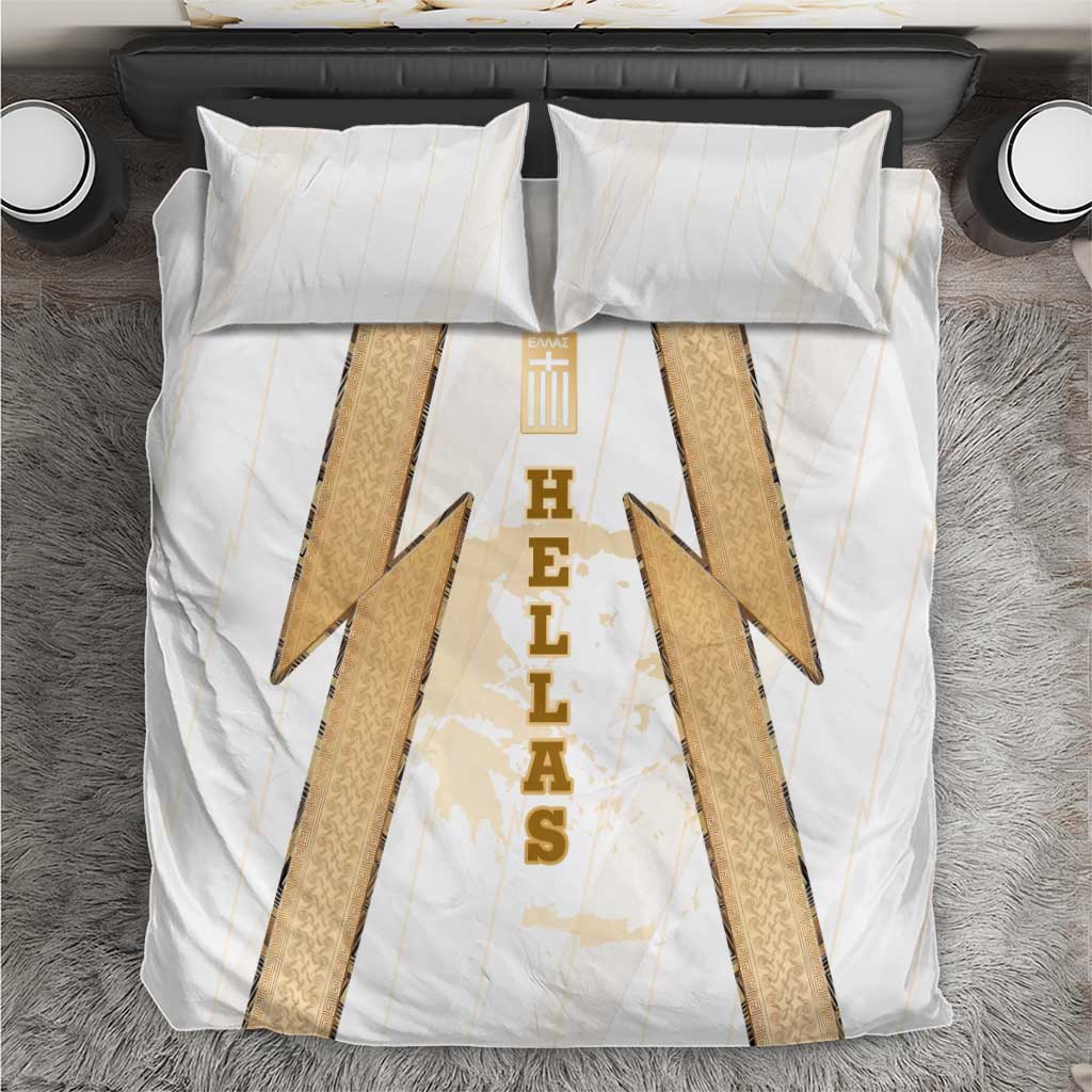 Hellas Athletic Bedding Set with Ancient Greek Shield Graphic and Numbered Back