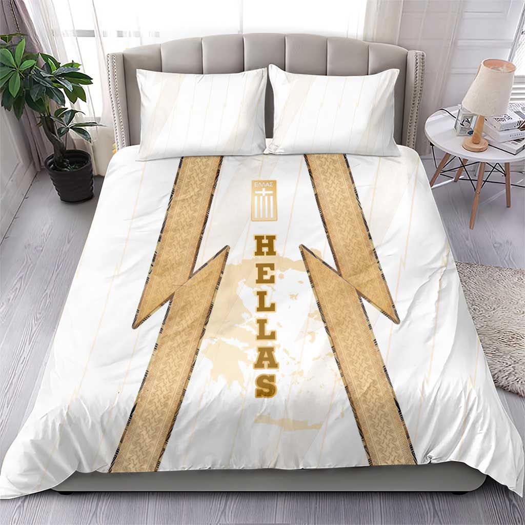 Hellas Athletic Bedding Set with Ancient Greek Shield Graphic and Numbered Back