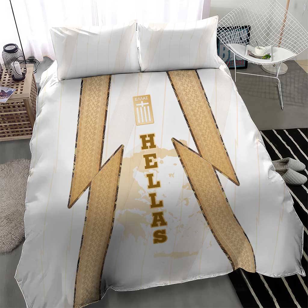 Hellas Athletic Bedding Set with Ancient Greek Shield Graphic and Numbered Back