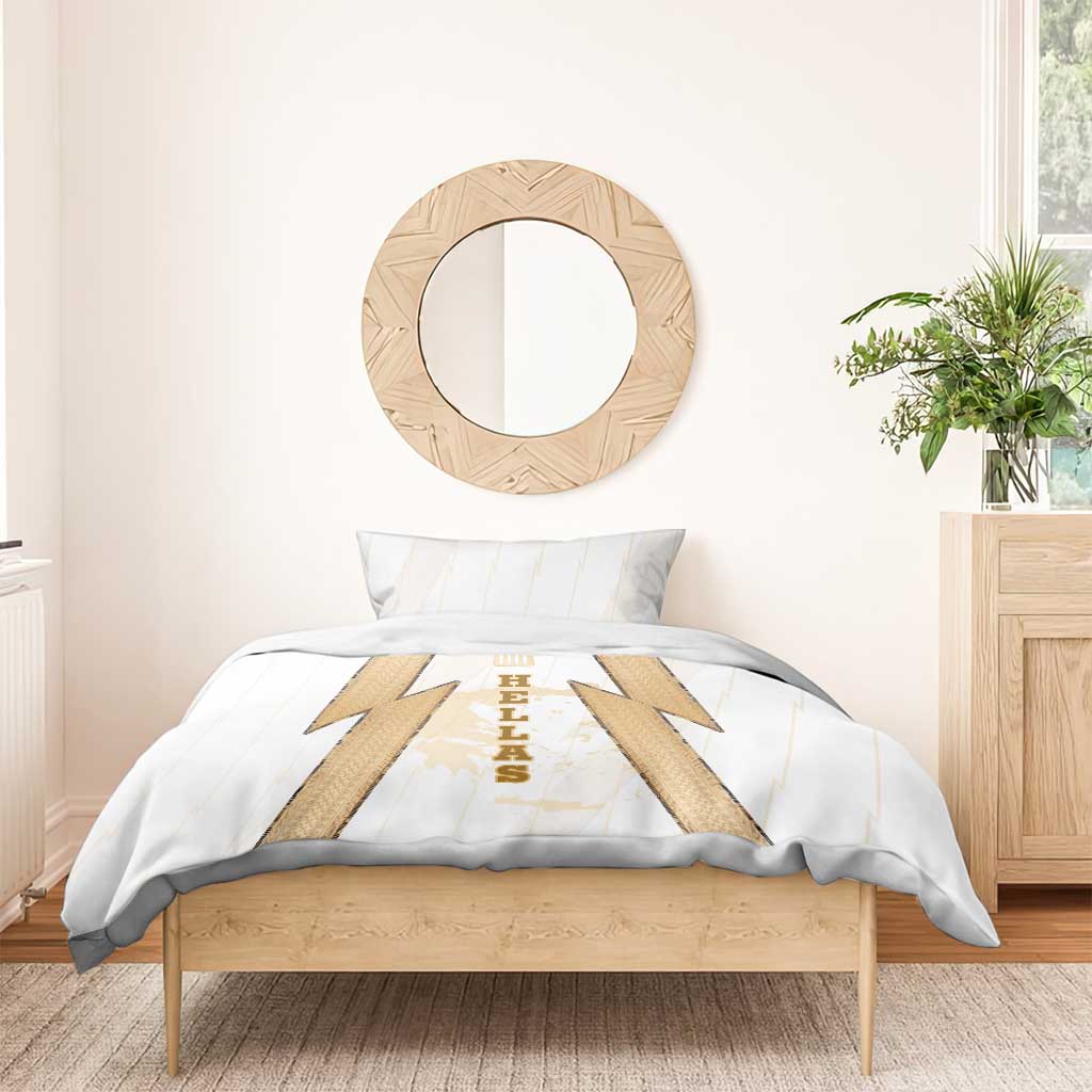 Hellas Athletic Bedding Set with Ancient Greek Shield Graphic and Numbered Back