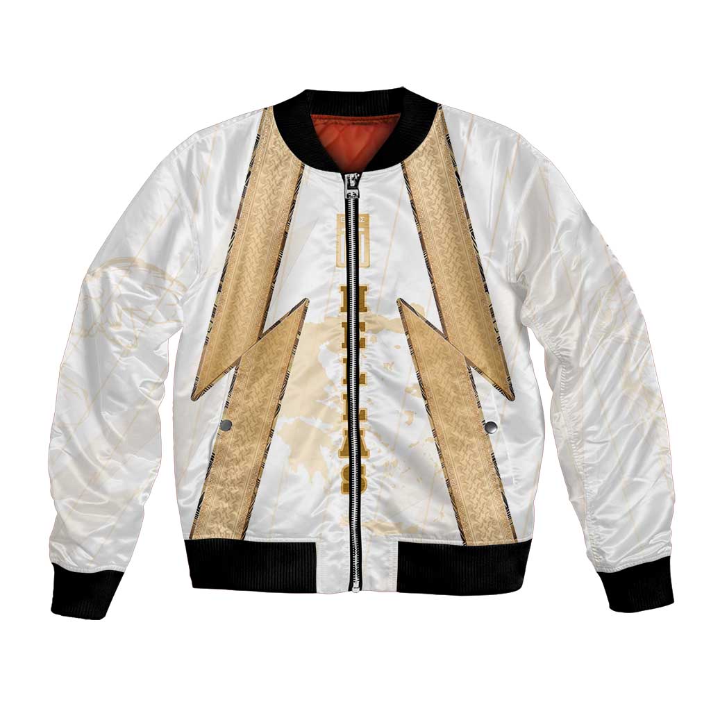 Hellas Athletic Bomber Jacket with Ancient Greek Shield Graphic and Numbered Back