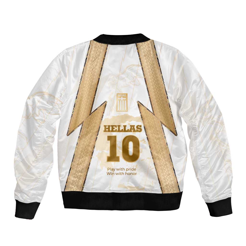 Hellas Athletic Bomber Jacket with Ancient Greek Shield Graphic and Numbered Back