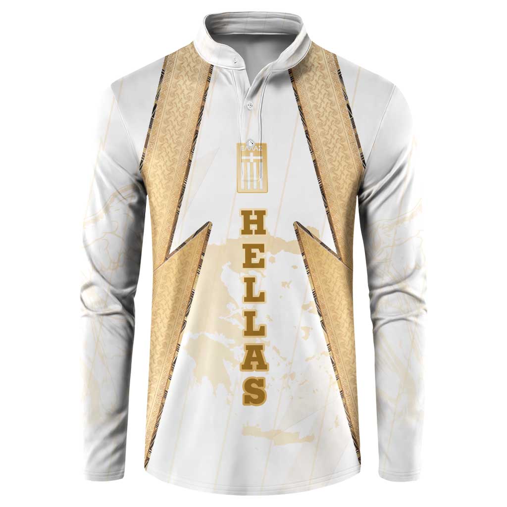 Hellas Athletic Button Sweatshirt with Ancient Greek Shield Graphic and Numbered Back
