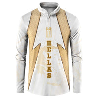 Hellas Athletic Button Sweatshirt with Ancient Greek Shield Graphic and Numbered Back