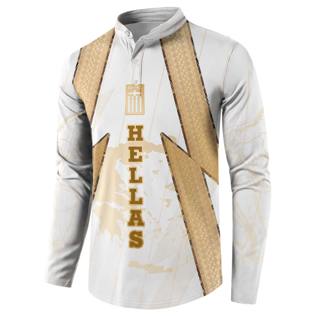 Hellas Athletic Button Sweatshirt with Ancient Greek Shield Graphic and Numbered Back