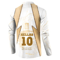 Hellas Athletic Button Sweatshirt with Ancient Greek Shield Graphic and Numbered Back