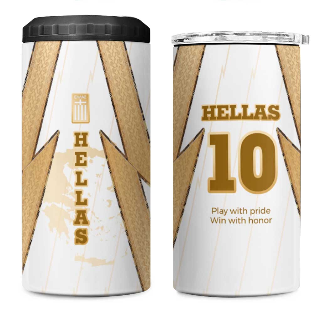 Hellas Athletic 4 in 1 Can Cooler Tumbler with Ancient Greek Shield Graphic and Numbered Back