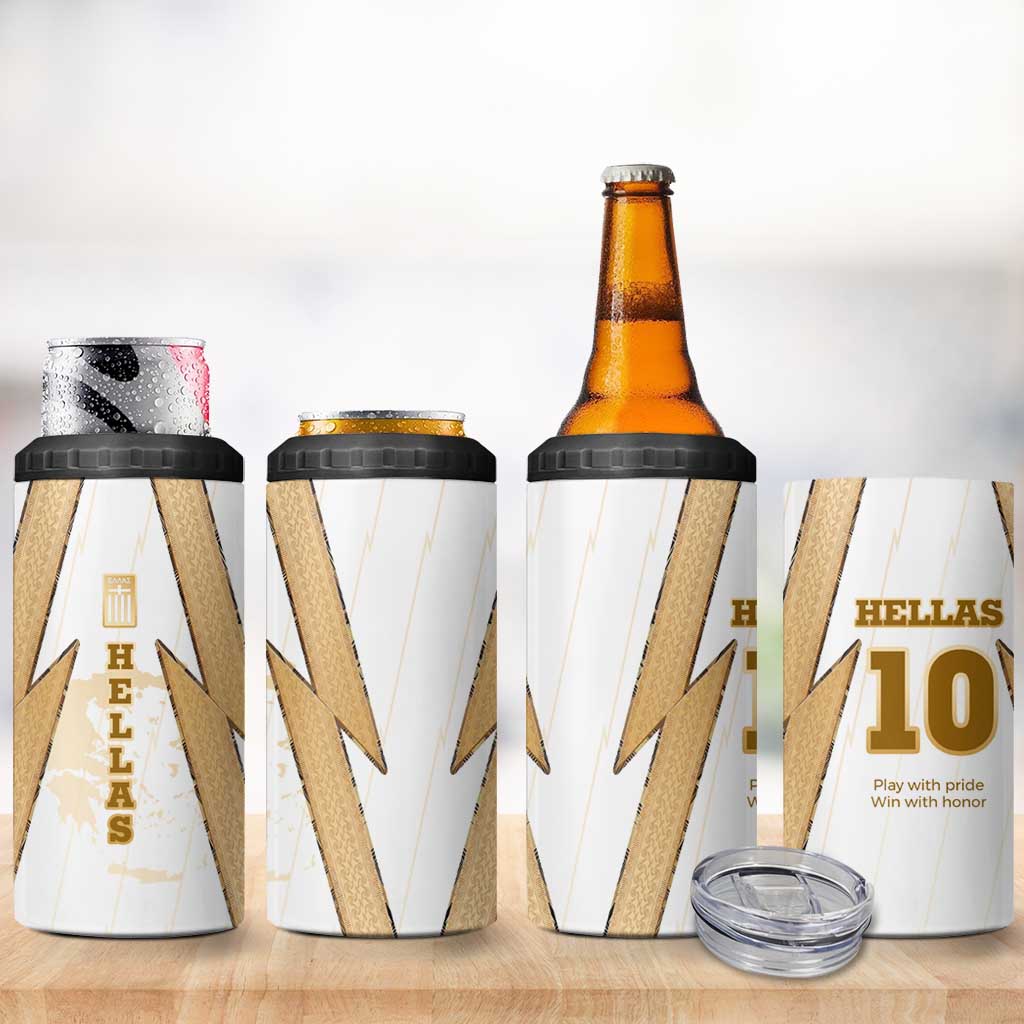 Hellas Athletic 4 in 1 Can Cooler Tumbler with Ancient Greek Shield Graphic and Numbered Back