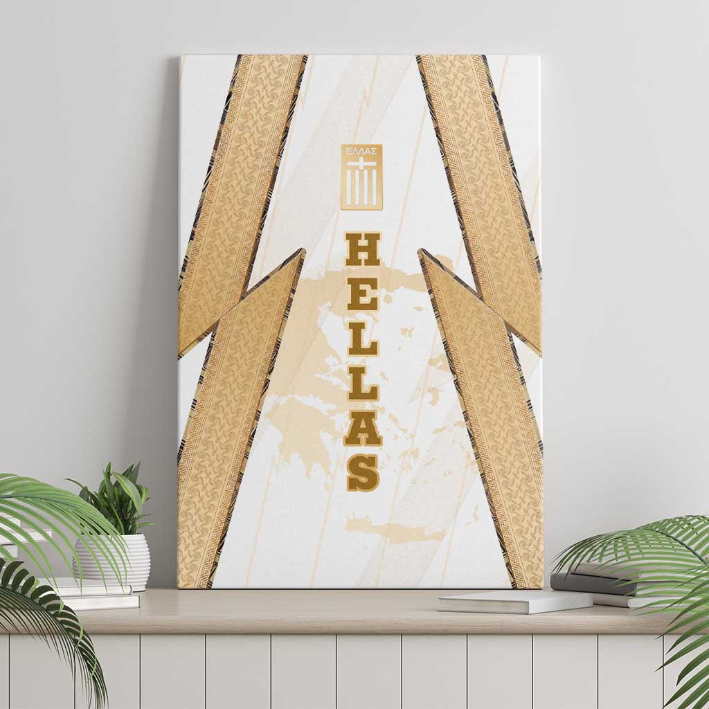 Hellas Athletic Canvas Wall Art with Ancient Greek Shield Graphic and Numbered Back