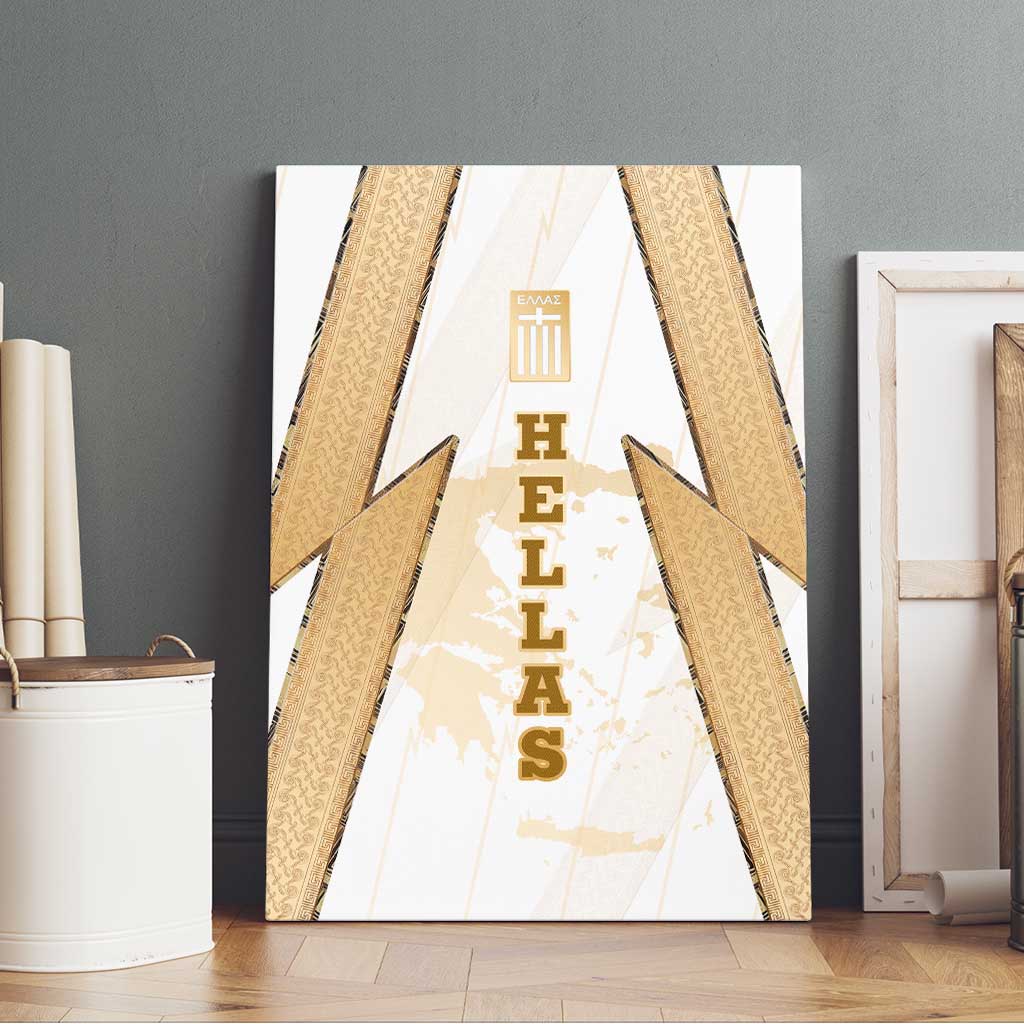 Hellas Athletic Canvas Wall Art with Ancient Greek Shield Graphic and Numbered Back