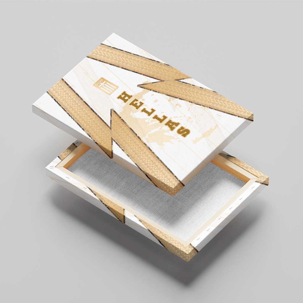 Hellas Athletic Canvas Wall Art with Ancient Greek Shield Graphic and Numbered Back