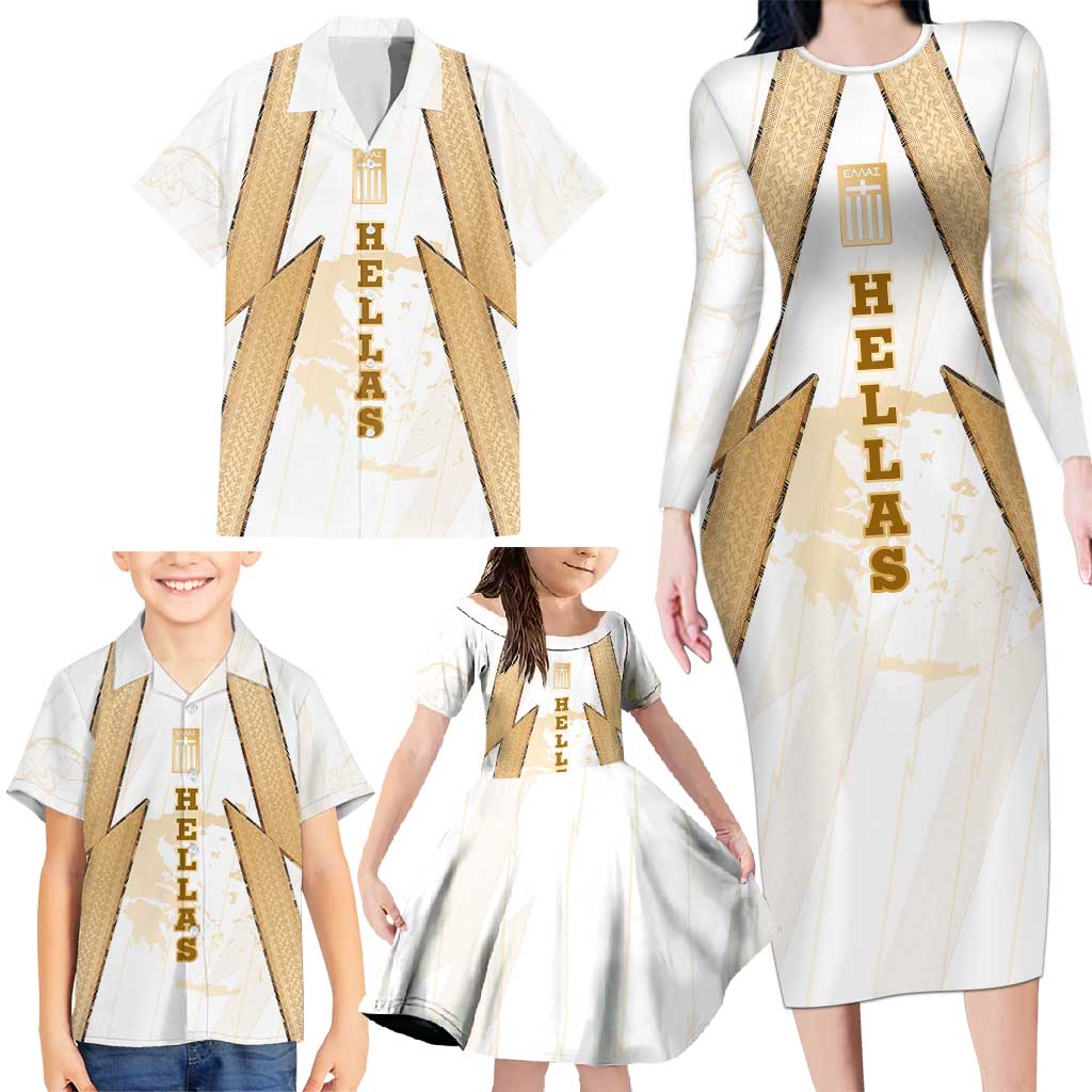 Hellas Athletic Family Matching Long Sleeve Bodycon Dress and Hawaiian Shirt with Ancient Greek Shield Graphic and Numbered Back