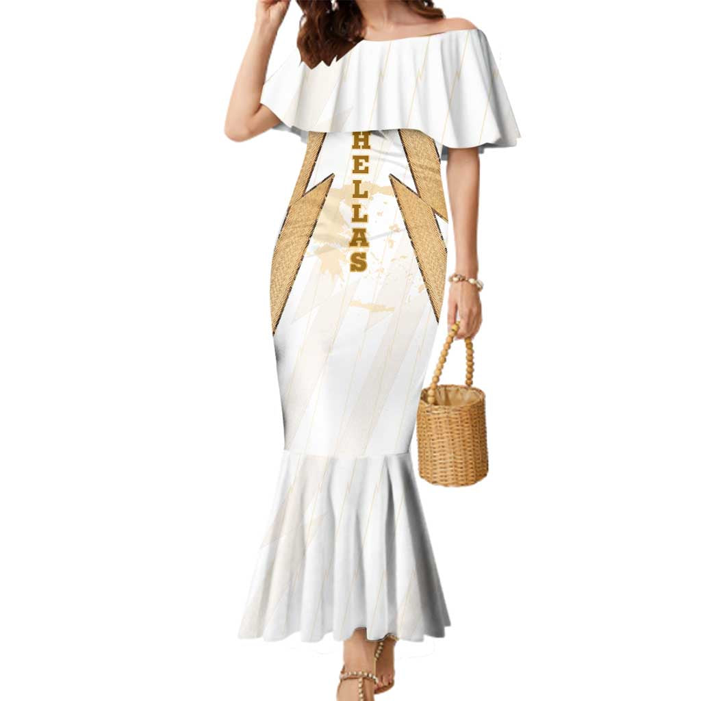 Hellas Athletic Family Matching Mermaid Dress and Hawaiian Shirt with Ancient Greek Shield Graphic and Numbered Back