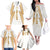 Hellas Athletic Family Matching Off The Shoulder Long Sleeve Dress and Hawaiian Shirt with Ancient Greek Shield Graphic and Numbered Back