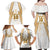 Hellas Athletic Family Matching Off Shoulder Maxi Dress and Hawaiian Shirt with Ancient Greek Shield Graphic and Numbered Back